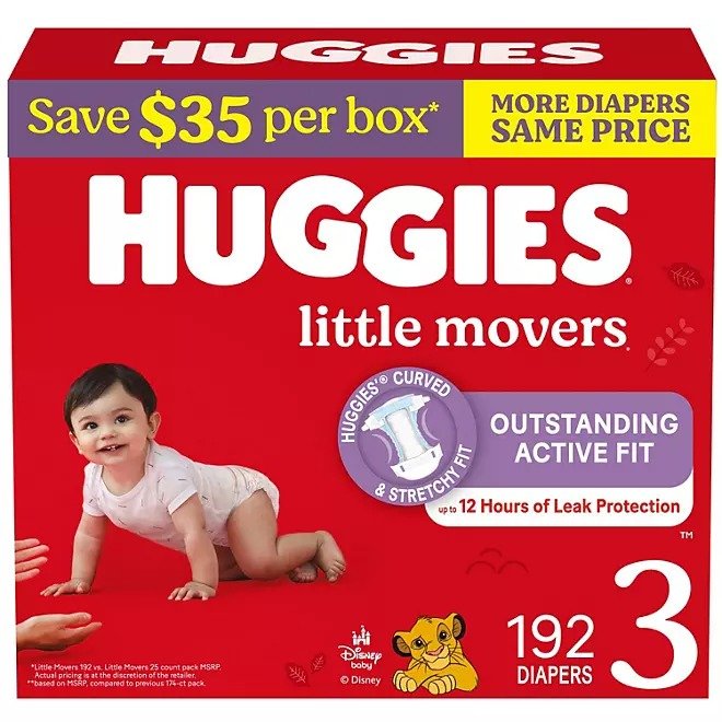 Huggies Little Movers Baby Diapers, Size 3-8