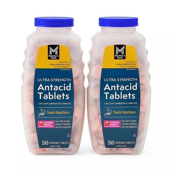 Member's Mark Ultra Strength Antacid Chewable Tablets, Assorted Berry, 265 ct./pk., 2 pk.