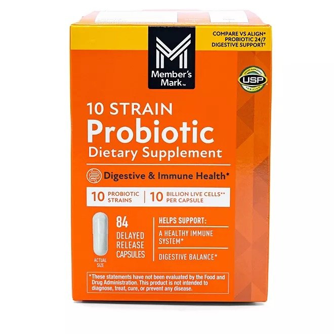 Member's Mark 10 Strain Probiotic Capsules, 84 ct.