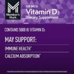 Member's Mark Vitamin D3 Softgels, 125 mcg, 400 ct.