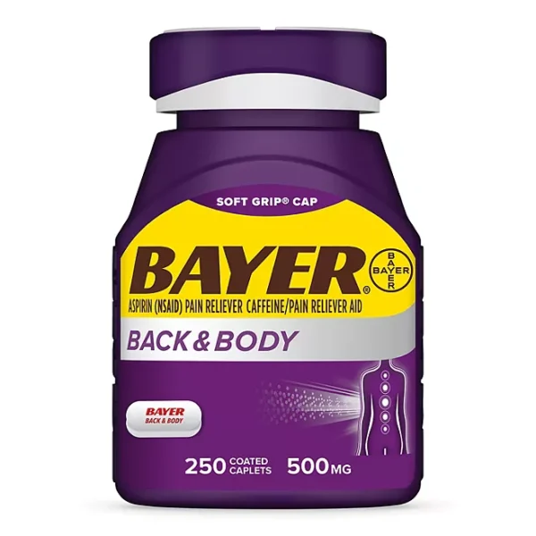 Bayer Back and Body Pain Reliever Aspirin with Caffeine, 500mg, 250 ct.