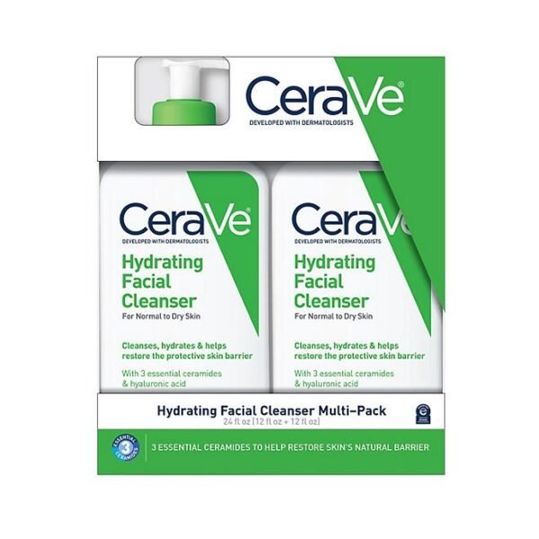 CeraVe Hydrating Facial Cleanser, Normal to Dry Skin, 12 fl. oz., 2 pk.