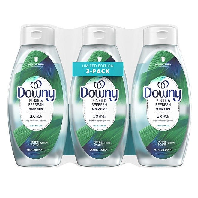 Downy Rinse & Refresh Laundry Fabric Rinse, Cool Cotton, 3 Bottles, 76.5 fl. oz.