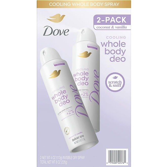 Dove Whole Body Cooling Deodorant Spray, 4 oz., 2 pk.