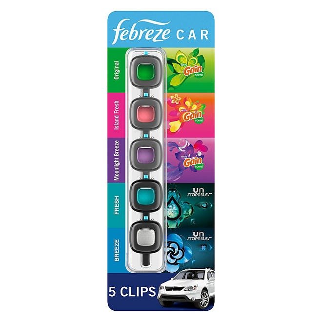 Febreze Car Air Freshener Vent Clips, Mixed Scent, 5 ct.