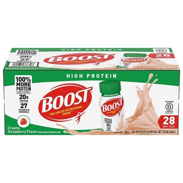 BOOST 20g High Protein Nutritional Drink, Strawberry 8 fl. oz., 28 ct.