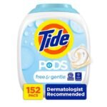 Tide PODS Free & Gentle Laundry Detergent Pacs, 152 Ct