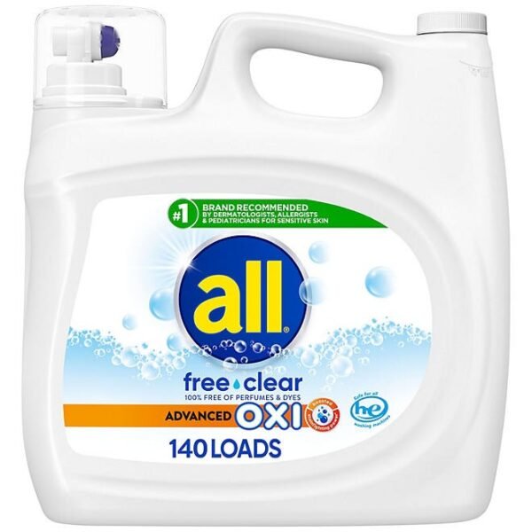 all Free Clear Liquid Laundry Detergent, Advanced Oxi, 140 loads, 250 fl. oz.