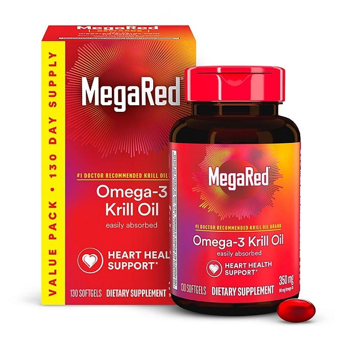 MegaRed Omega-3 Krill Oil Supplement Softgels, 350mg, 130 ct.