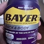 Bayer Back and Body Pain Reliever Aspirin with Caffeine, 500mg, 250 ct.