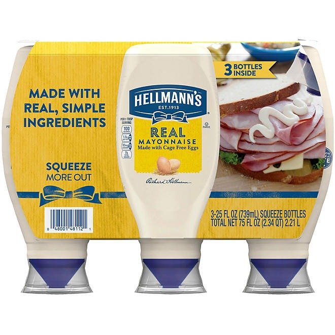 Hellmann's Real Mayonnaise, 25 oz., 3 pk.