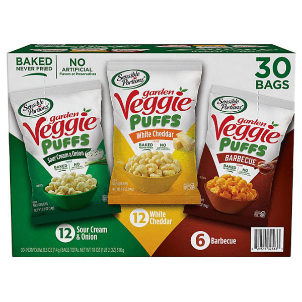 Sensible Portions Garden Veggie Puffs, Variety Pack, 0.5 oz., 30 pk.