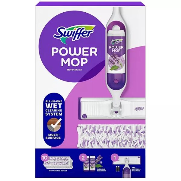 Swiffer PowerMop Multi-Surface Mopping Kit, Lavender, 10 pads + 2 refills