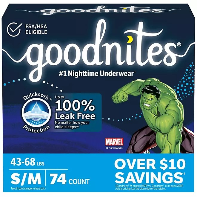 Goodnites Nighttime Bedwetting Underwear for Boys, Sizes Small - Extra Large