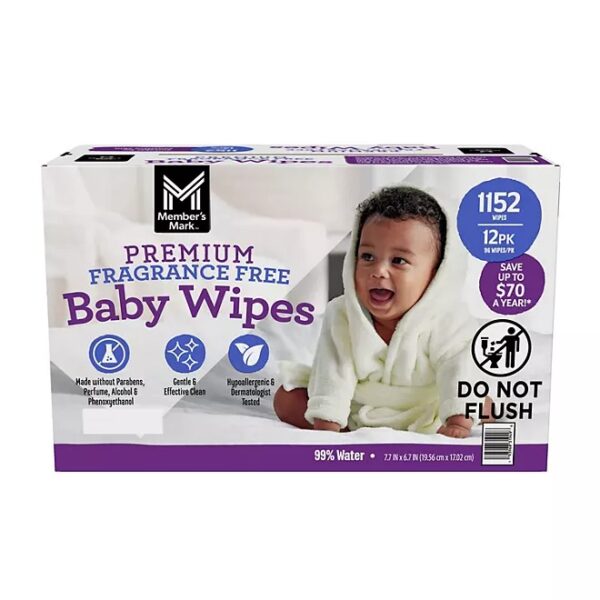 Member's Mark Premium Baby Wipes, Fragrance Free, 12 pk., 1152 Wipes