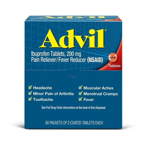 Advil Pain Reliever and Fever Reducer, Ibuprofen 200mg Tablets, 100 ct.