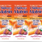 Children's Motrin Pain Reliever/Fever Reducer NSAID, 100 mg Ibuprofen, Original Berry 4 oz., 3 pk.