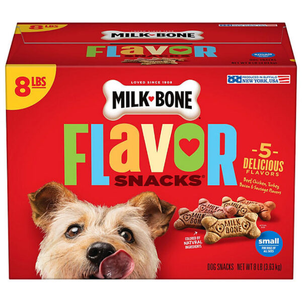 Milk-Bone Meat Flavored Snacks, Small Crunchy Dog Biscuits, 128 oz.