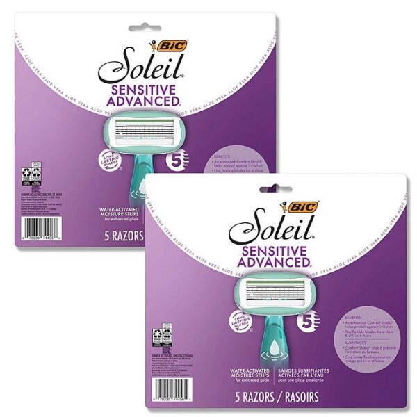 BIC Soleil Sensitive Advanced Razor, 5 Blades, 10 ct.