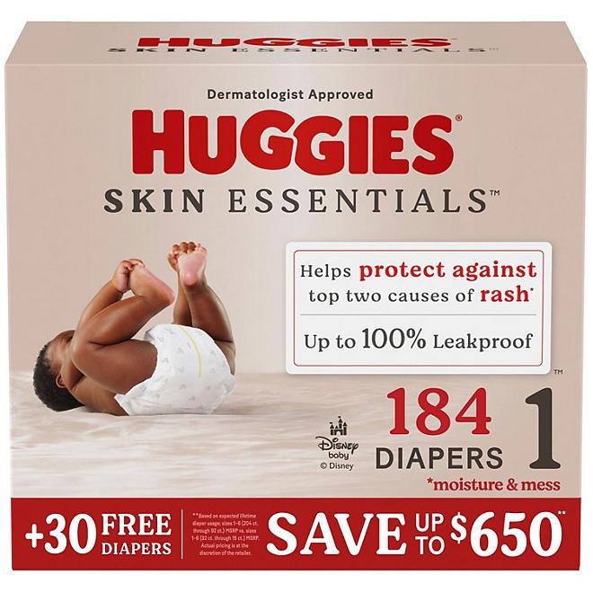 Huggies Skin Essentials Baby Diapers, Sizes 1-6