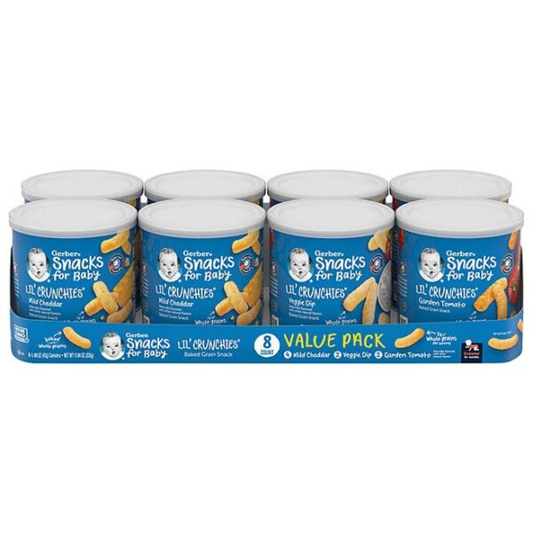 Gerber Lil' Crunchies Baked Grain Snack, Variety Pack 1.48 oz., 8 ct.