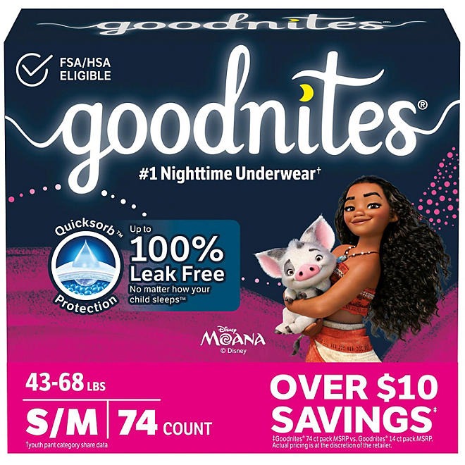 Goodnites Nighttime Bedwetting Underwear for Girls, Sizes Small - Extra Large