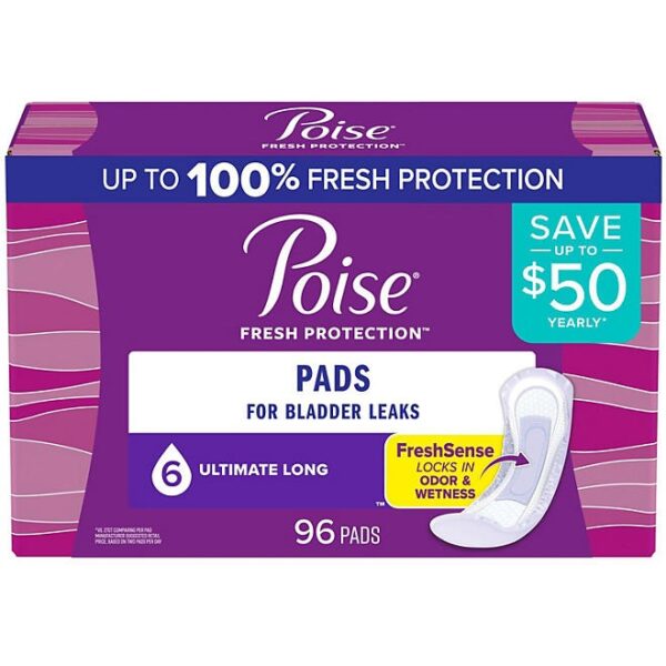 Poise Incontinence Pads, 6 Drop Ultimate Absorbency, 96 ct.