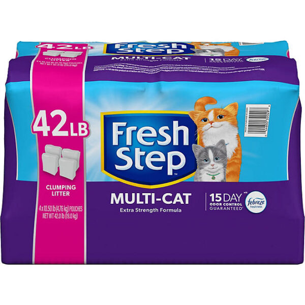 Fresh Step, Extra Strength Multi-Cat Scented Clumping Litter, Febreze Fresh Scent, 42 lbs.