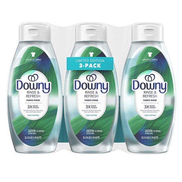 Downy Rinse & Refresh Laundry Fabric Rinse, Cool Cotton, 3 Bottles, 76.5 fl. oz.