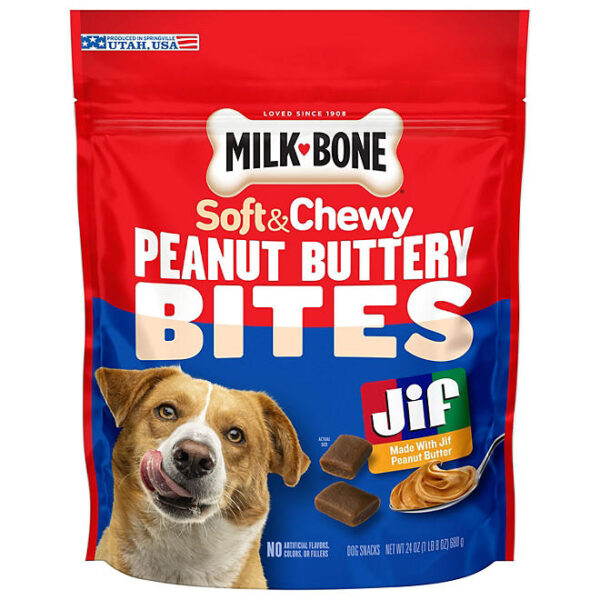 Milk-Bone, Peanut Buttery Bites, Soft Dog Treats with Jif Peanut Butter, 24 oz.