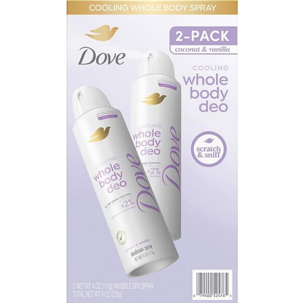 Dove Whole Body Cooling Deodorant Spray, 4 oz., 2 pk.