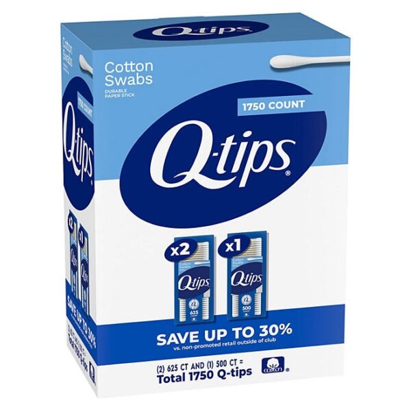Q-tips Cotton Swabs, 1750 ct., 3 pk.